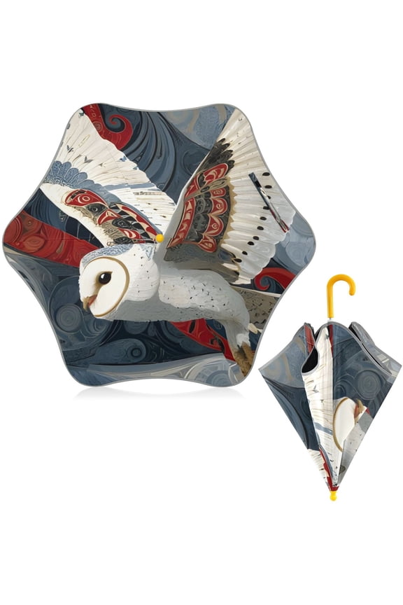 BZSMCE Folding Umbrellas Rain & UV Protection Windproof In Crimson-pattern Owl Pattern