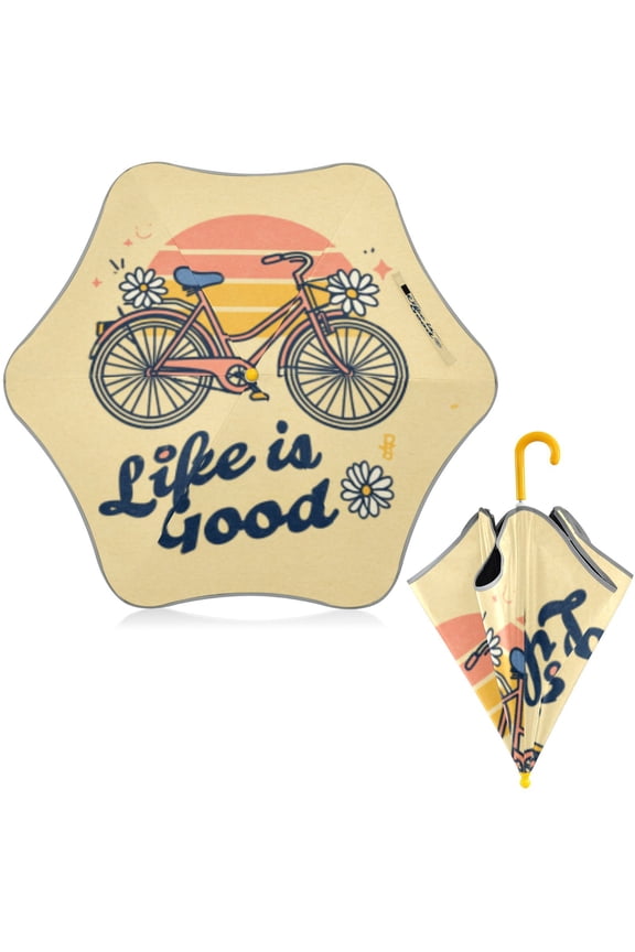 BZSMCE Folding Umbrellas Rain & UV Protection Windproof In Happy Wheels Pattern