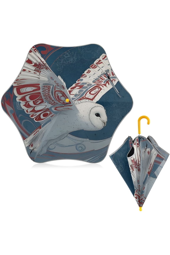 BZSMCE Folding Umbrellas Rain & UV Protection Windproof In Lunar Owl Pattern
