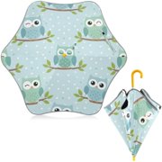 BZSMCE Folding Umbrellas Rain & UV Protection Windproof In Owl Pattern