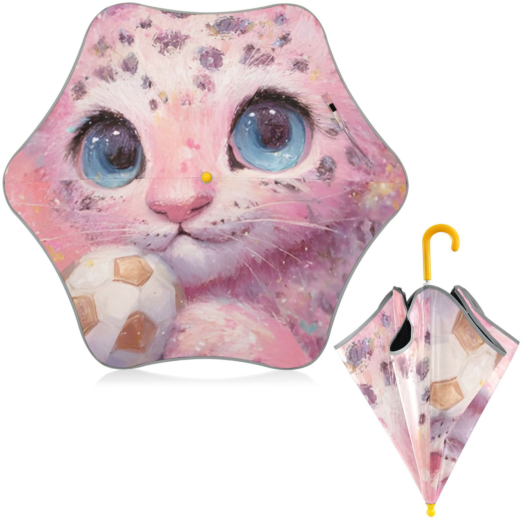 BZSMCE Folding Umbrellas Rain & UV Protection Windproof In Sparkle Cub & Soccer Pattern