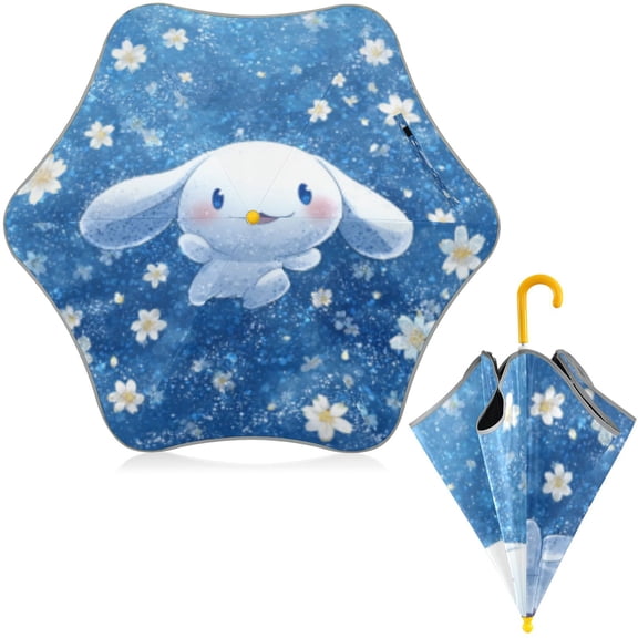 BZSMCE Folding Umbrellas Rain & UV Protection Windproof In Starry Skies and Floating Friend Pattern