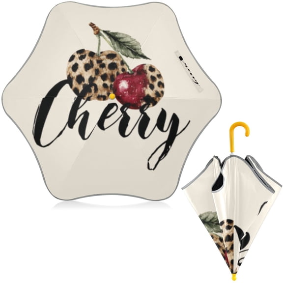 BZSMCE Folding Umbrellas Rain & UV Protection Windproof In Sweet Cherry Pattern