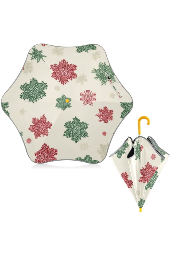 BZSMCE Folding Umbrellas Rain & UV Protection Windproof In Vintage Snowflakes Pattern
