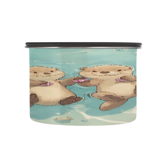 BZSMCE Food Storage Container 304 F Stainless Steel Containers Adorable Otter Friends Floating Printing