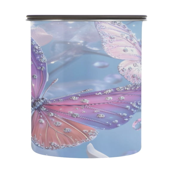 BZSMCE Food Storage Container 304 F Stainless Steel Containers Aqua Sparkle Butterfly Printing