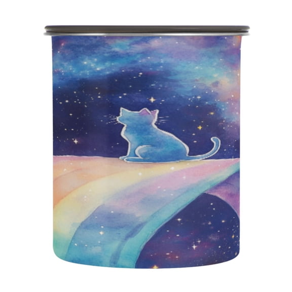 BZSMCE Food Storage Container 304 F Stainless Steel Containers Celestial Cat on A Rainbow Printing