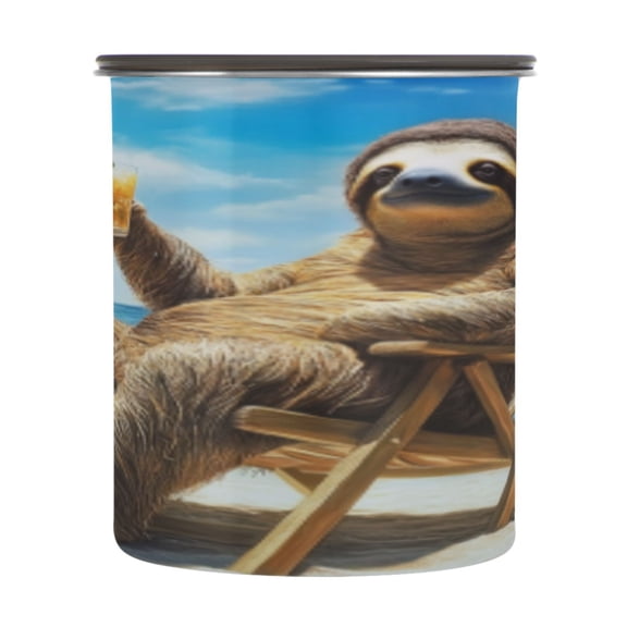 BZSMCE Food Storage Container 304 F Stainless Steel Containers Chill Sloth with A Tropical Drink Printing