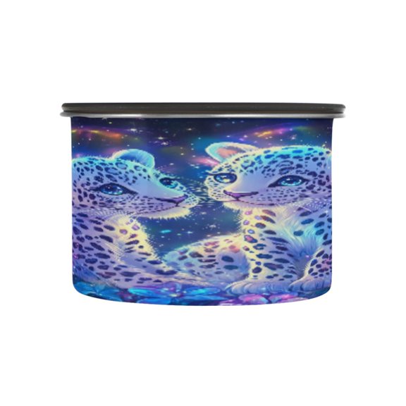BZSMCE Food Storage Container 304 F Stainless Steel Containers Cosmic Leopard Twins Printing