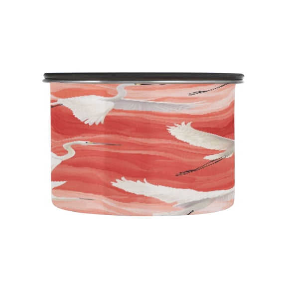 BZSMCE Food Storage Container 304 F Stainless Steel Containers Cranes in Coral Waves Printing