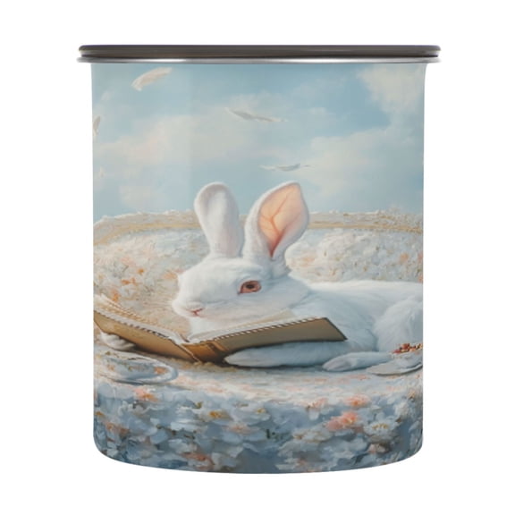 BZSMCE Food Storage Container 304 F Stainless Steel Containers Fairy Tale Bunny Reading Printing