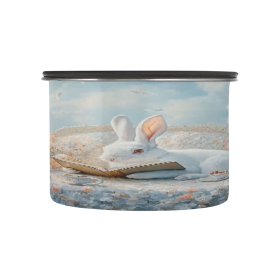 BZSMCE Food Storage Container 304 F Stainless Steel Containers Fairy Tale Bunny Reading Printing