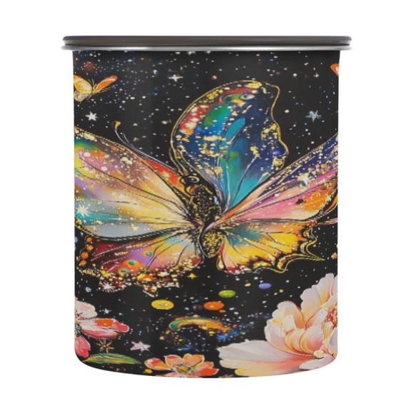 BZSMCE Food Storage Container 304 F Stainless Steel Containers Galactic Splendor Butterfly Printing