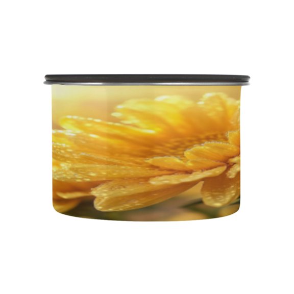 BZSMCE Food Storage Container 304 F Stainless Steel Containers Golden Dawn Petals Printing