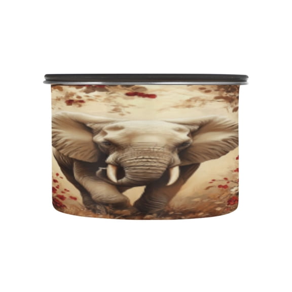 BZSMCE Food Storage Container 304 F Stainless Steel Containers Graceful Elephant in Bloom Printing