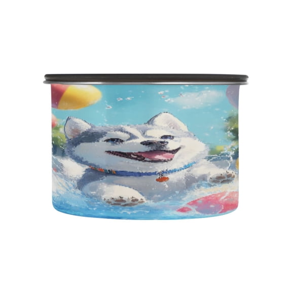 BZSMCE Food Storage Container 304 F Stainless Steel Containers Husky's Pool Party Joy Printing