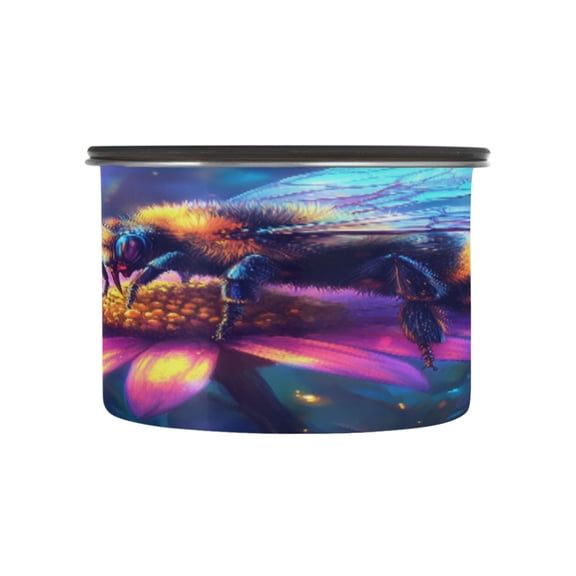BZSMCE Food Storage Container 304 F Stainless Steel Containers Iridescent Bee on A Blossom Printing