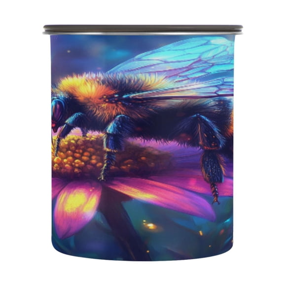 BZSMCE Food Storage Container 304 F Stainless Steel Containers Iridescent Bee on A Blossom Printing