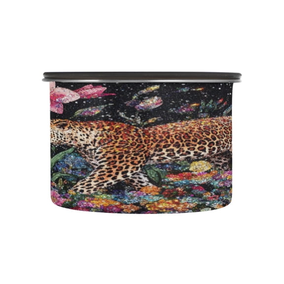 BZSMCE Food Storage Container 304 F Stainless Steel Containers Leopard Among Flora Printing