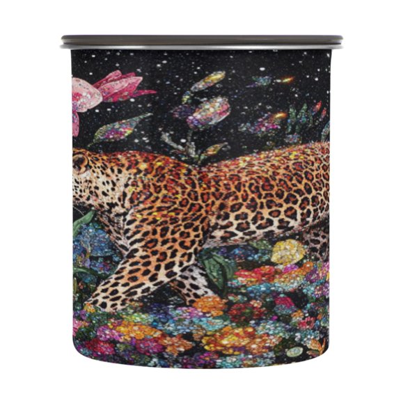 BZSMCE Food Storage Container 304 F Stainless Steel Containers Leopard Among Flora Printing