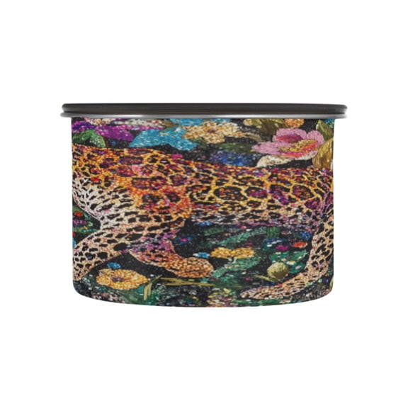 BZSMCE Food Storage Container 304 F Stainless Steel Containers Leopard in Glittering Garden Printing