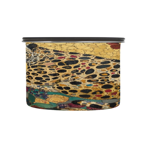 BZSMCE Food Storage Container 304 F Stainless Steel Containers Mosaic Leopard Printing