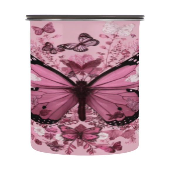 BZSMCE Food Storage Container 304 F Stainless Steel Containers Pink Butterfly Heart Printing