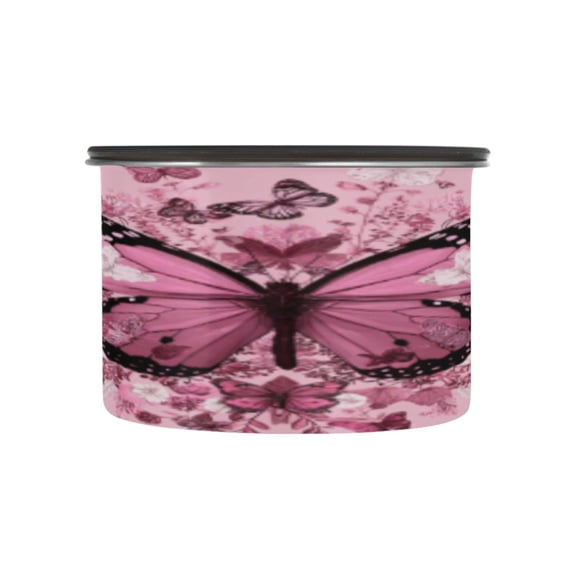 BZSMCE Food Storage Container 304 F Stainless Steel Containers Pink Butterfly Heart Printing