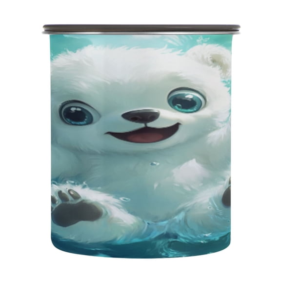 BZSMCE Food Storage Container 304 F Stainless Steel Containers Playful Polar Bear Printing