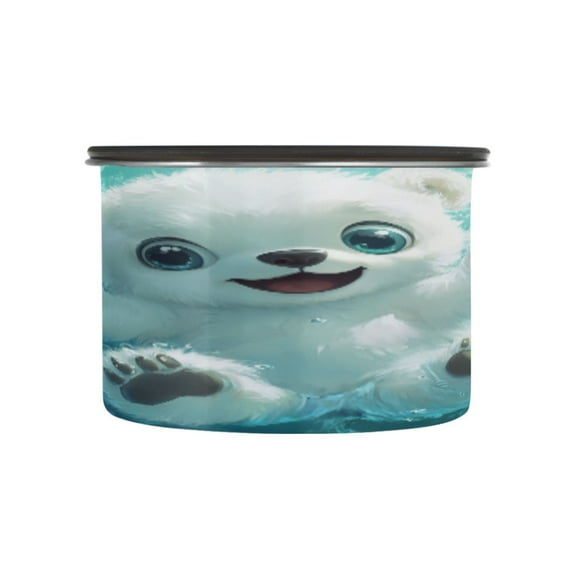 BZSMCE Food Storage Container 304 F Stainless Steel Containers Playful Polar Bear Printing