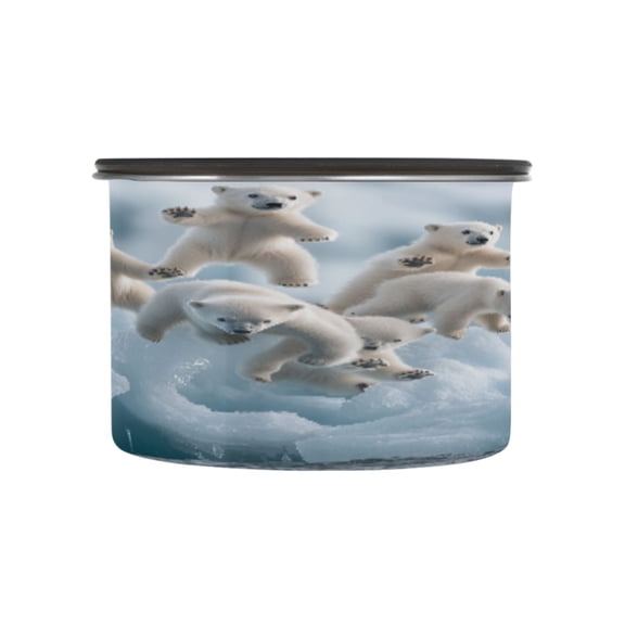 BZSMCE Food Storage Container 304 F Stainless Steel Containers Playtime with Polar Bears Printing