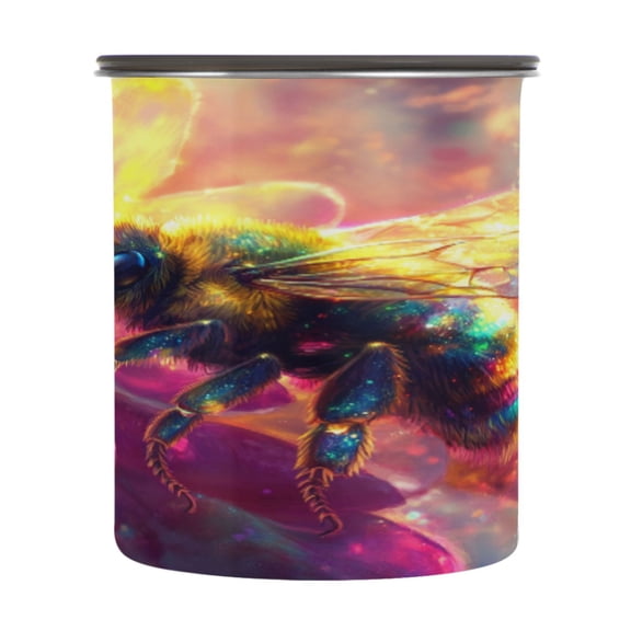 BZSMCE Food Storage Container 304 F Stainless Steel Containers Radiant Bee in Bloom Printing