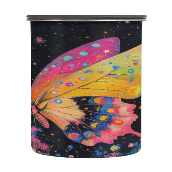 BZSMCE Food Storage Container 304 F Stainless Steel Containers Rainbow Butterfly Dance Printing