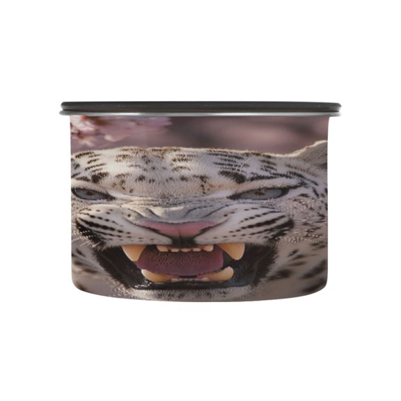 BZSMCE Food Storage Container 304 F Stainless Steel Containers Snow Leopard in Bloom Printing