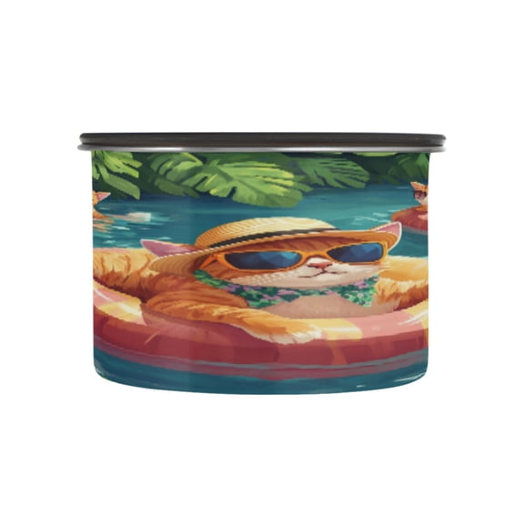 BZSMCE Food Storage Container 304 F Stainless Steel Containers Tropical Cat Paradise Printing