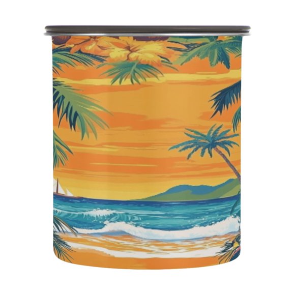 BZSMCE Food Storage Container 304 F Stainless Steel Containers Tropical Paradise at Dawn Printing