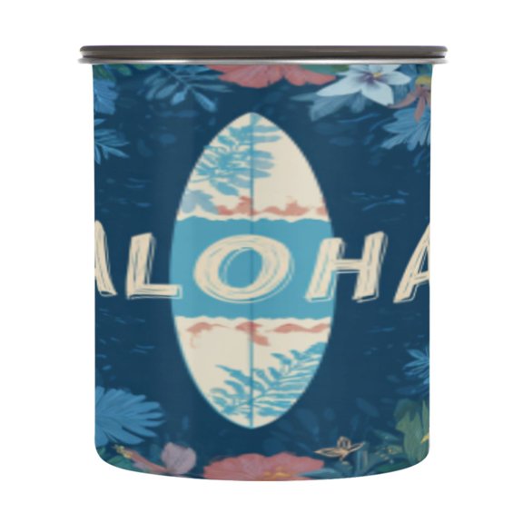 BZSMCE Food Storage Container 304 F Stainless Steel Containers Tropical Wave Printing