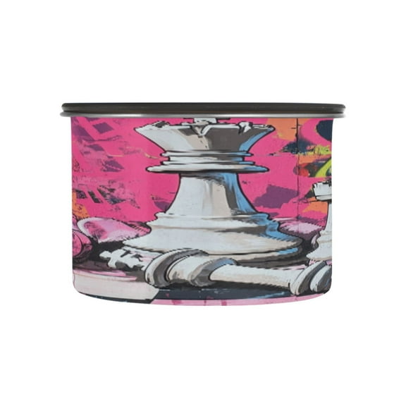 BZSMCE Food Storage Container 304 F Stainless Steel Containers Urban Chess Chaos Printing