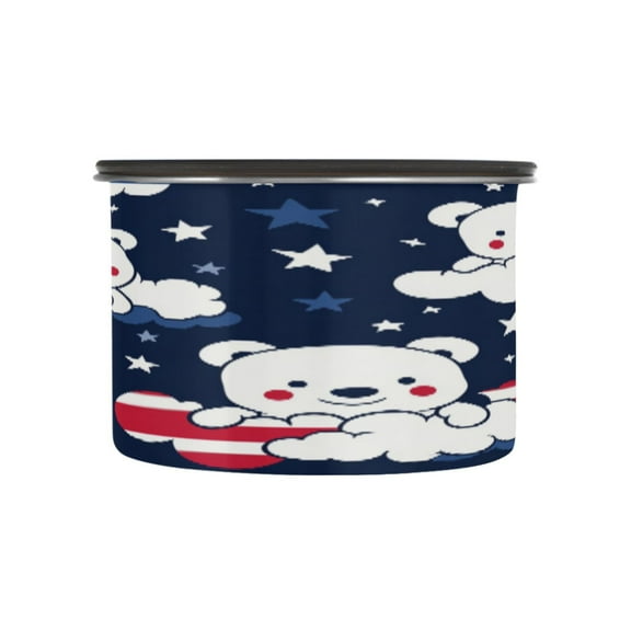 BZSMCE Food Storage Container 304 F Stainless Steel Containers Whimsical Bear Clouds Printing