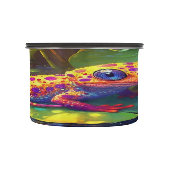 BZSMCE Food Storage Container 304 F Stainless Steel Containers Whimsical Frog on A Lilly Pad Printing