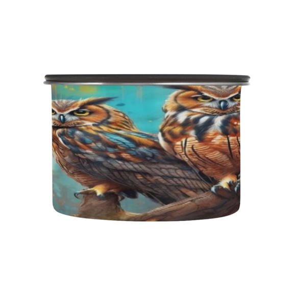BZSMCE Food Storage Container 304 F Stainless Steel Containers Wise Owls in The Autumn Printing