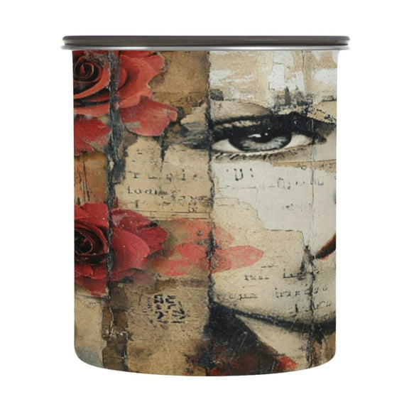 BZSMCE Food Storage Container 304 F Stainless Steel Containers Woman with Roses Printing