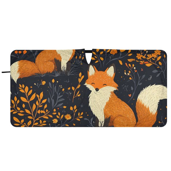 BZSMCE Fox Floral Night Pattern Shade Foldable UV Protection for Car SUV Truck 59" x 30"/62" x 32"
