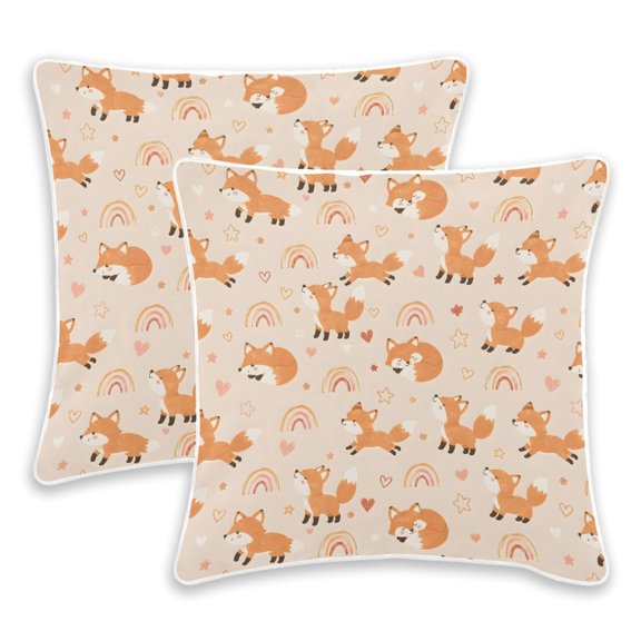 BZSMCE Fox Rainbows Pattern Throw Pillow Covers Set of 2 Decorative Pillow Cases Covers for Sofa Bed Living Room