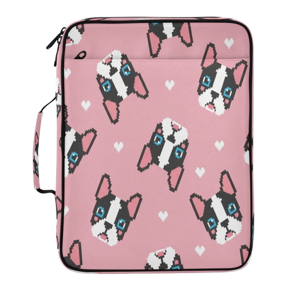 BZSMCE French Bulldog Dog Heart Pattern Water-Resistant Filing Folder Binder Organizer Keeper 1.2 Inch 3-Ring 7-Pocket Expanding File