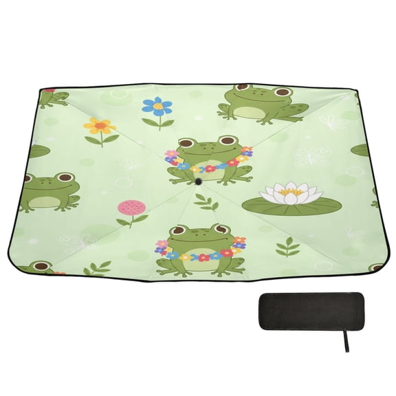 BZSMCE Frogs Car Windshield Foldable Sunshade Umbrella UV Protection with Storage Bag