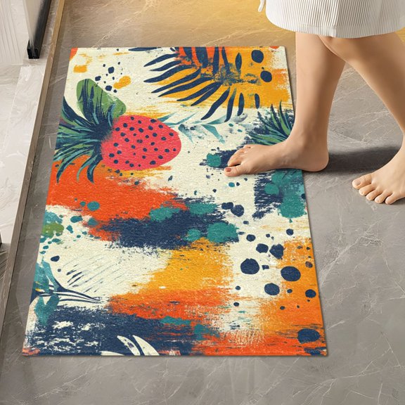 BZSMCE Fruit Tile Strawberry Pattern Pattern 2-Piece Non-Slip Absorbent Bathroom Rug Set, Soft Bath Mat & Toilet Rug