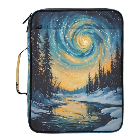 BZSMCE Galaxy Aurora Sky Forest Pattern Water-Resistant Filing Folder Binder Organizer Keeper 1.2 Inch 3-Ring 7-Pocket Expanding File