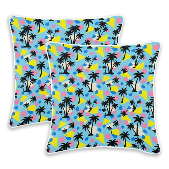 BZSMCE Geometric Coconut Tree Pattern Throw Pillow Covers Set of 2 Decorative Pillow Cases Covers for Sofa Bed Living Room