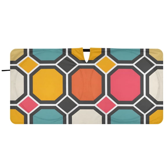 BZSMCE Geometric Hexagon Pattern Shade Foldable UV Protection for Car SUV Truck 59" x 30"/62" x 32"